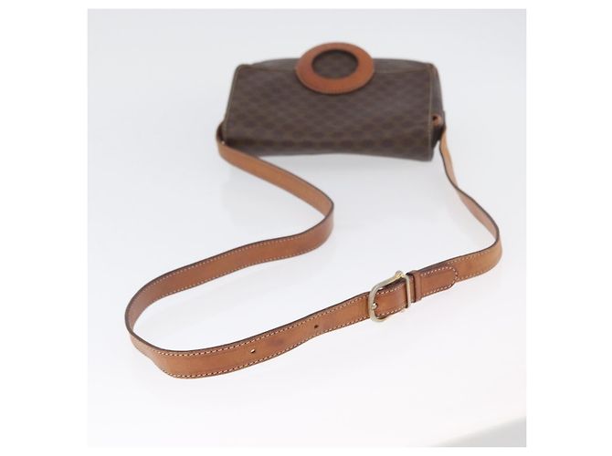 Céline Sac à épaule en toile Macadam CELINE en cuir PVC marron doré Auth 173698A - vue 7