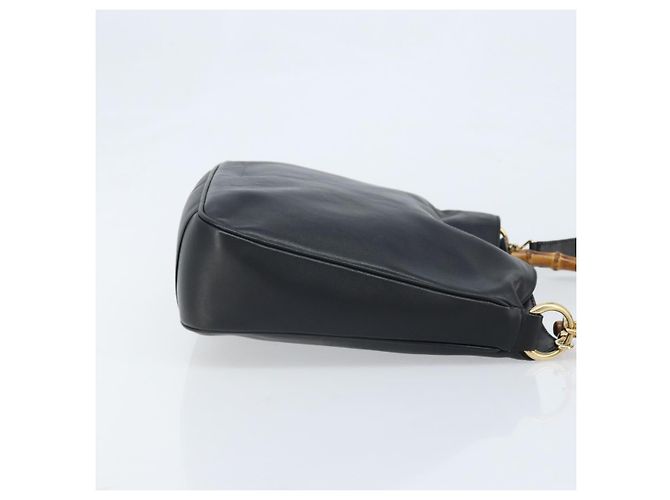 Borsa a Spalla in Pelle Gucci Bamboo 2way Nera Oro 001 0166 1638 Auth BA11278 Nero D'oro - vista 4