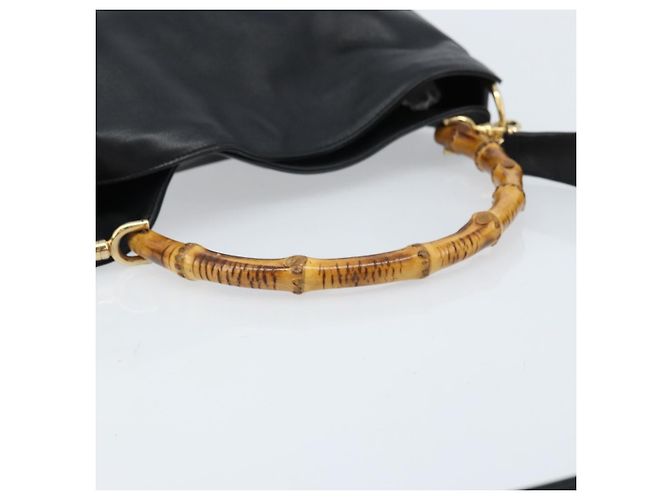 Borsa a Spalla in Pelle Gucci Bamboo 2way Nera Oro 001 0166 1638 Auth BA11278 Nero D'oro - vista 7
