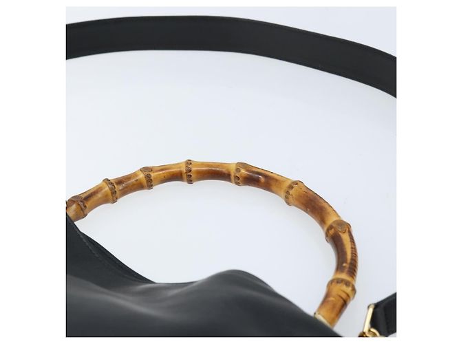 Borsa a Spalla in Pelle Gucci Bamboo 2way Nera Oro 001 0166 1638 Auth BA11278 Nero D'oro - vista 8