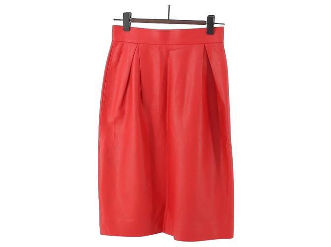 Falda Christian Dior de cuero rojo CC Auth am10735 Roja - vista 2