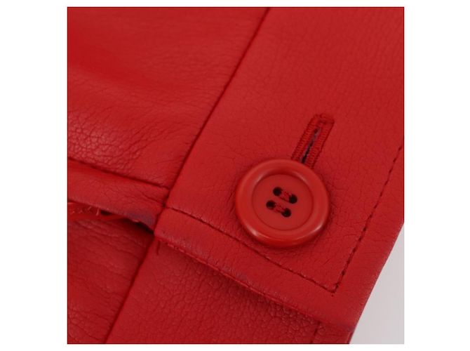 Falda Christian Dior de cuero rojo CC Auth am10735 Roja - vista 4