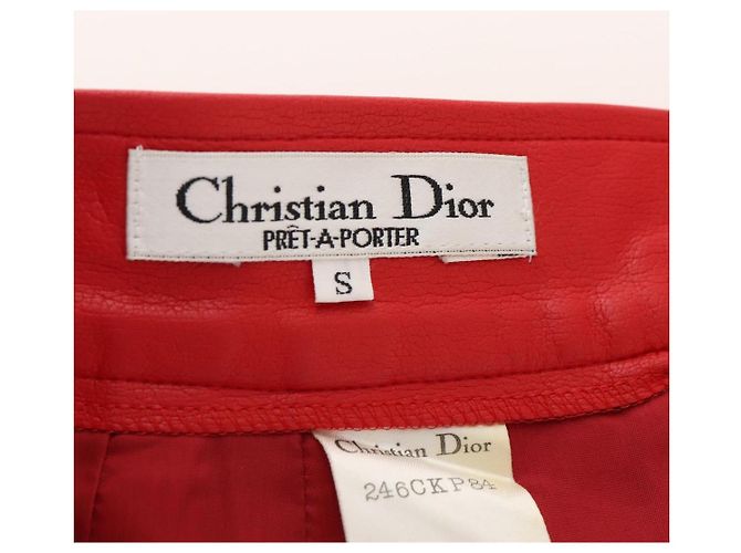 Falda Christian Dior de cuero rojo CC Auth am10735 Roja - vista 6