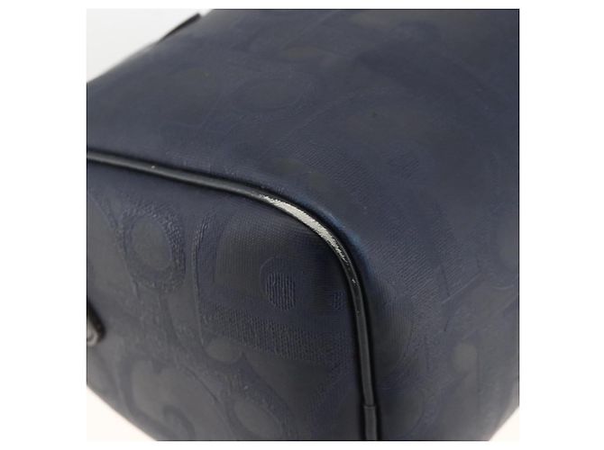 Borsa a mano in tela Trotter Christian Dior in PVC e pelle blu navy Auth BA11379A - vista 11