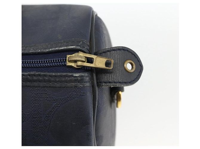 Borsa a mano in tela Trotter Christian Dior in PVC e pelle blu navy Auth BA11379A - vista 14