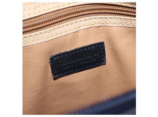 Borsa a mano in tela Trotter Christian Dior in PVC e pelle blu navy Auth BA11379A - vista 15