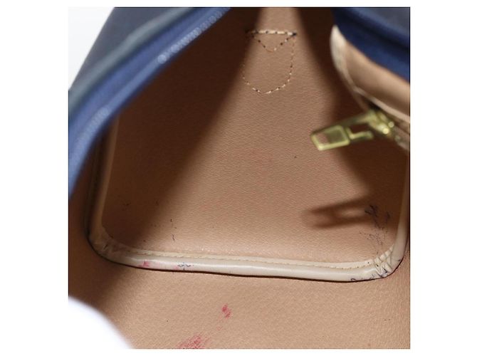 Borsa a mano in tela Trotter Christian Dior in PVC e pelle blu navy Auth BA11379A - vista 18