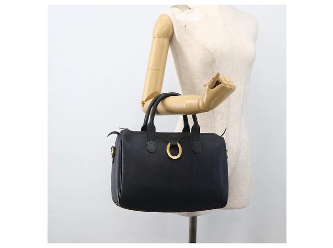 Borsa a mano in tela Trotter Christian Dior in PVC e pelle blu navy Auth BA11379A - vista 21