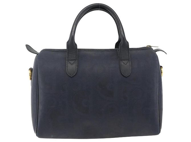 Borsa a mano in tela Trotter Christian Dior in PVC e pelle blu navy Auth BA11379A - vista 3