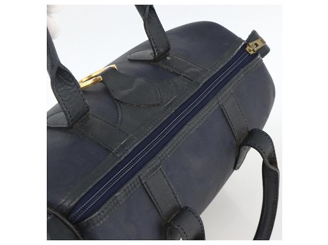 Borsa a mano in tela Trotter Christian Dior in PVC e pelle blu navy Auth BA11379A - vista 6