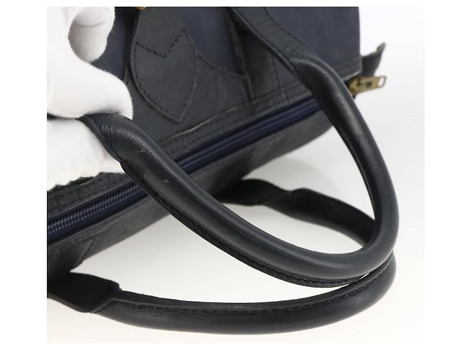 Borsa a mano in tela Trotter Christian Dior in PVC e pelle blu navy Auth BA11379A - vista 7