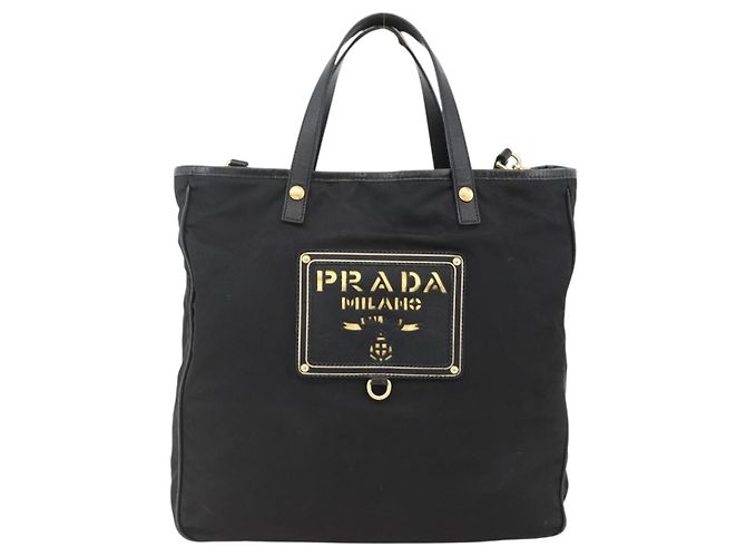 Borsa Tote PRADA Nylon 2way Nera Oro Auth ARZ275 Nero D'oro - vista 13