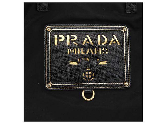Borsa Tote PRADA Nylon 2way Nera Oro Auth ARZ275 Nero D'oro - vista 19