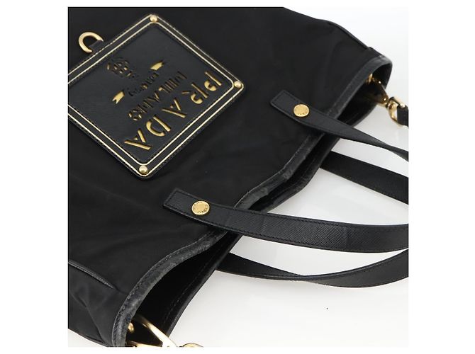 Borsa Tote PRADA Nylon 2way Nera Oro Auth ARZ275 Nero D'oro - vista 6