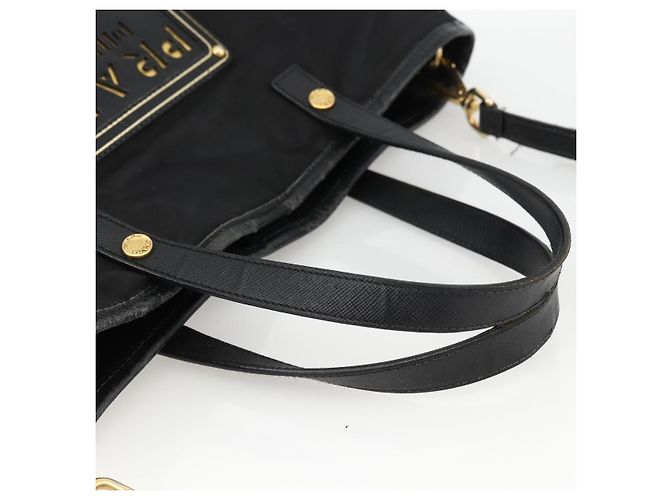 Borsa Tote PRADA Nylon 2way Nera Oro Auth ARZ275 Nero D'oro - vista 7