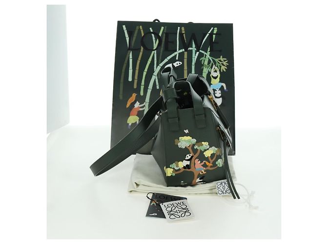 Loewe Bolso de mano compacto Hammock de cuero 2 en 1 verde dorado Auth 167114SM - vista 12
