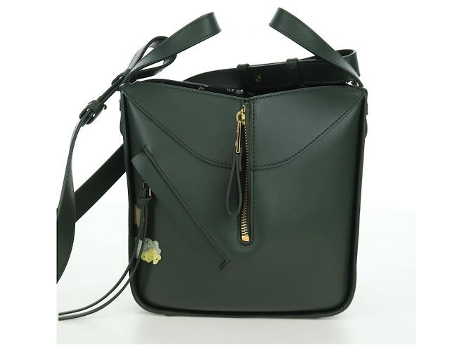 Loewe Bolso de mano compacto Hammock de cuero 2 en 1 verde dorado Auth 167114SM - vista 3