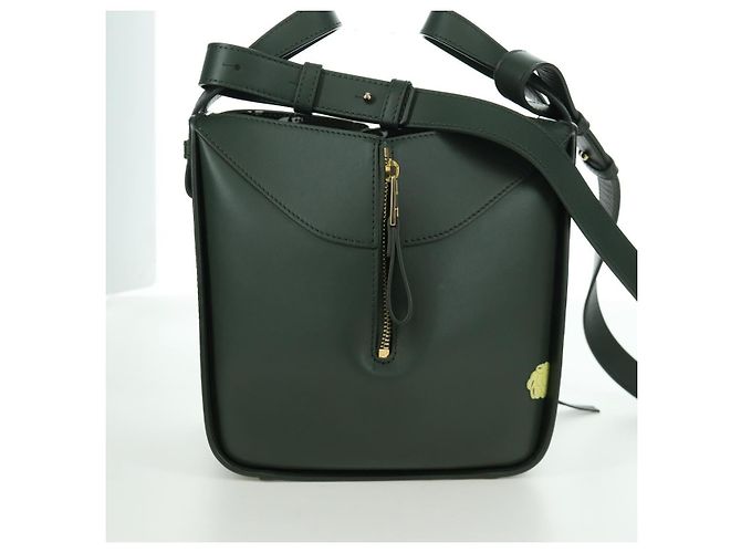 Loewe Bolso de mano compacto Hammock de cuero 2 en 1 verde dorado Auth 167114SM - vista 4