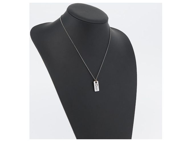 Collana Christian Dior metallo Argento Auth BA11485 - vista 19