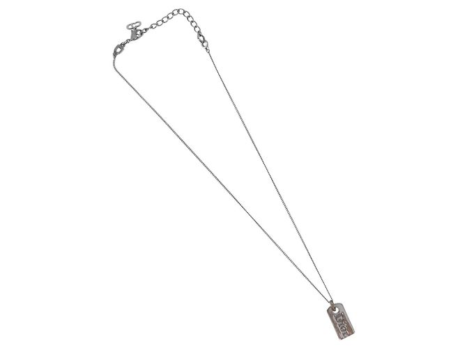 Collana Christian Dior metallo Argento Auth BA11485 - vista 2