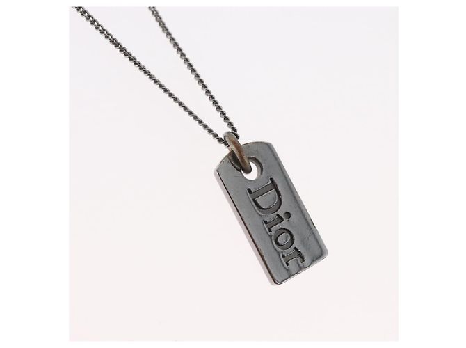 Collana Christian Dior metallo Argento Auth BA11485 - vista 3