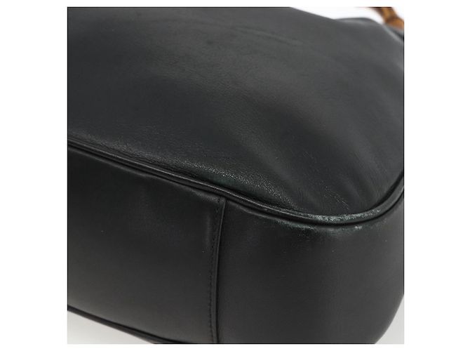 Borsa a Spalla in Pelle Gucci Bamboo 2way Nera Oro 001 1577 Auth BA11229 Nero D'oro - vista 12