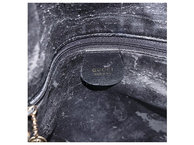Borsa a Spalla in Pelle Gucci Bamboo 2way Nera Oro 001 1577 Auth BA11229 Nero D'oro - vista 16