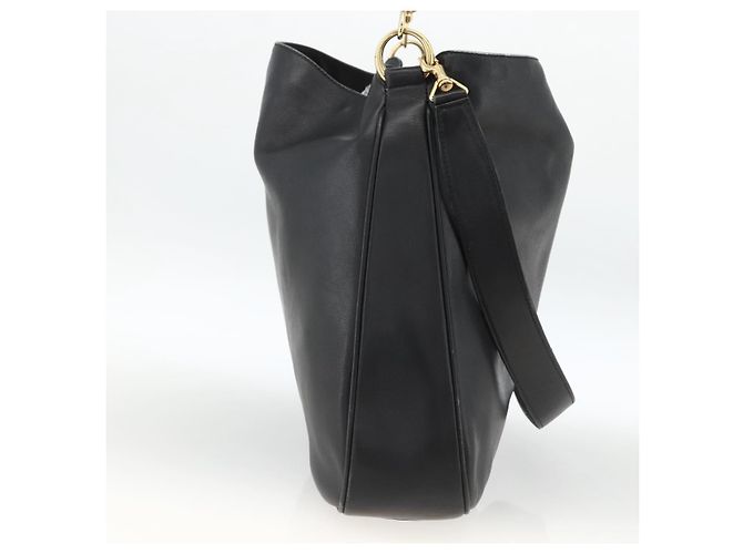 Borsa a Spalla in Pelle Gucci Bamboo 2way Nera Oro 001 1577 Auth BA11229 Nero D'oro - vista 4