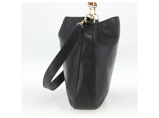 Borsa a Spalla in Pelle Gucci Bamboo 2way Nera Oro 001 1577 Auth BA11229 Nero D'oro - vista 5