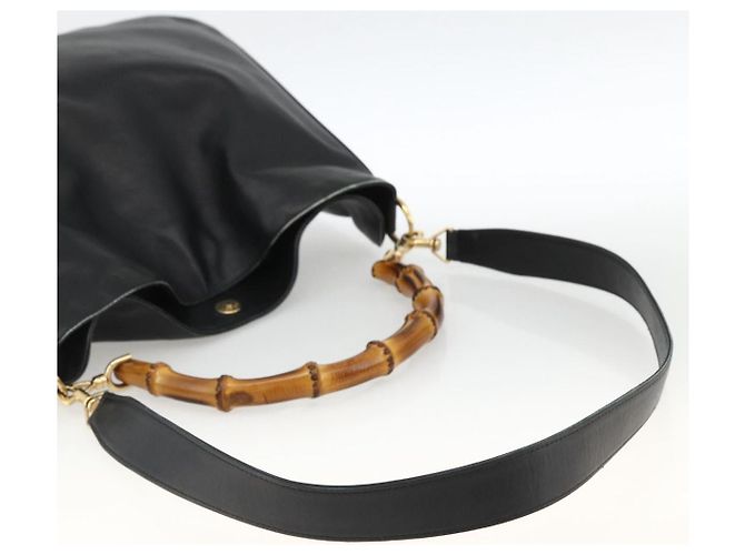 Borsa a Spalla in Pelle Gucci Bamboo 2way Nera Oro 001 1577 Auth BA11229 Nero D'oro - vista 9