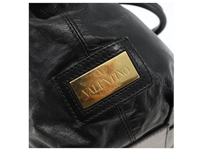 Borsa Tote in Pelle Valentino Nera Oro Auth BA11469 Nero D'oro - vista 10