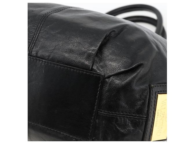 Borsa Tote in Pelle Valentino Nera Oro Auth BA11469 Nero D'oro - vista 15