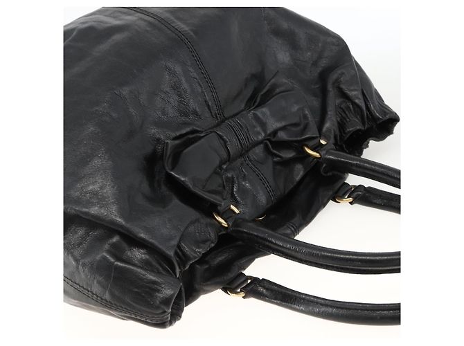 Borsa Tote in Pelle Valentino Nera Oro Auth BA11469 Nero D'oro - vista 6