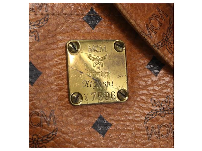 Borsa tote MCM Logogram Vicetos PVC Marrone Oro Auth BA10940 D'oro - vista 14
