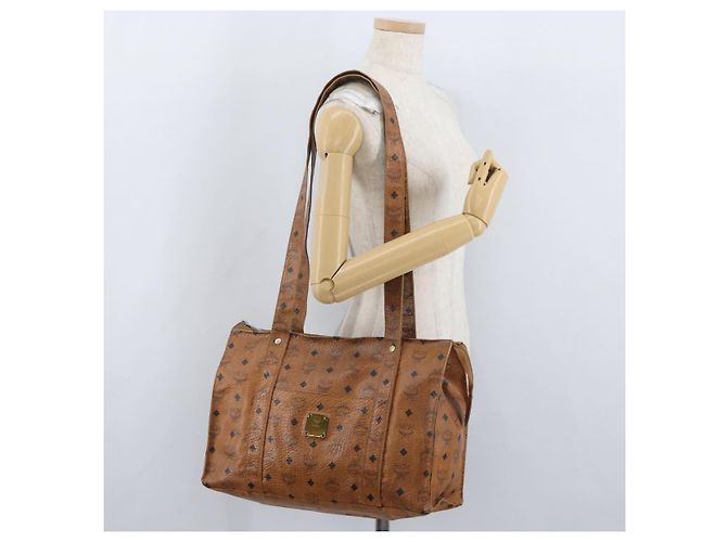 Borsa tote MCM Logogram Vicetos PVC Marrone Oro Auth BA10940 D'oro - vista 23