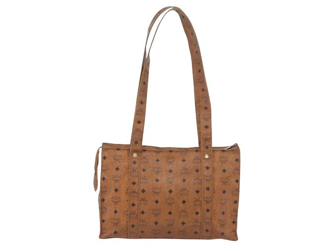 Borsa tote MCM Logogram Vicetos PVC Marrone Oro Auth BA10940 D'oro - vista 3