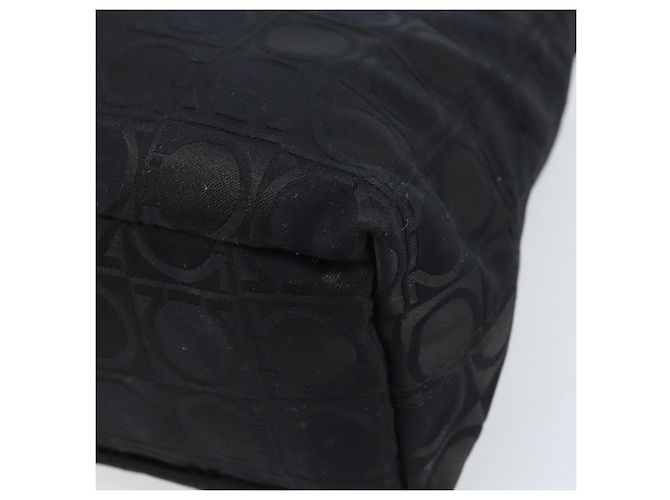 Bolsa Tote Gancini de Nylon Preta e Prata da Salvatore Ferragamo Auth BA11280 Preto - vista 10