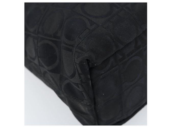 Bolsa Tote Gancini de Nylon Preta e Prata da Salvatore Ferragamo Auth BA11280 Preto - vista 11