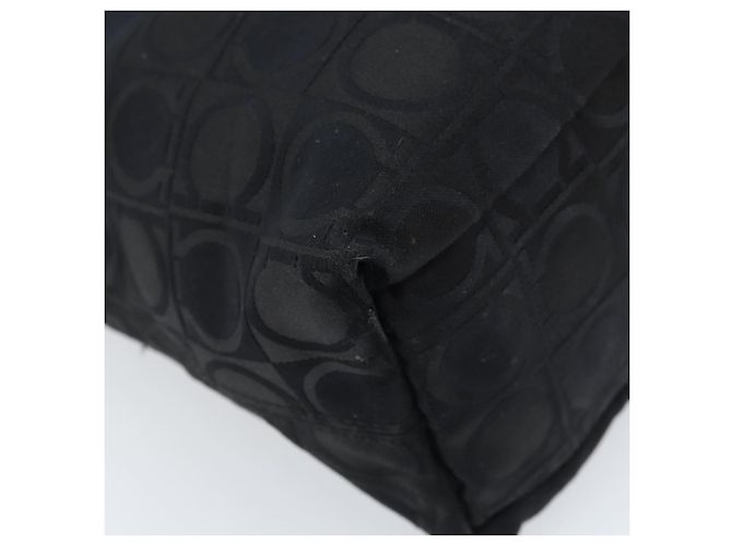 Bolsa Tote Gancini de Nylon Preta e Prata da Salvatore Ferragamo Auth BA11280 Preto - vista 13
