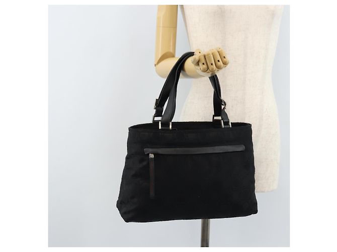 Bolsa Tote Gancini de Nylon Preta e Prata da Salvatore Ferragamo Auth BA11280 Preto - vista 23