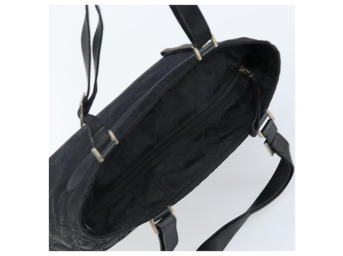 Bolsa Tote Gancini de Nylon Preta e Prata da Salvatore Ferragamo Auth BA11280 Preto - vista 6