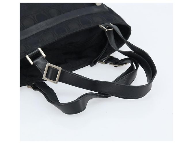 Bolsa Tote Gancini de Nylon Preta e Prata da Salvatore Ferragamo Auth BA11280 Preto - vista 7