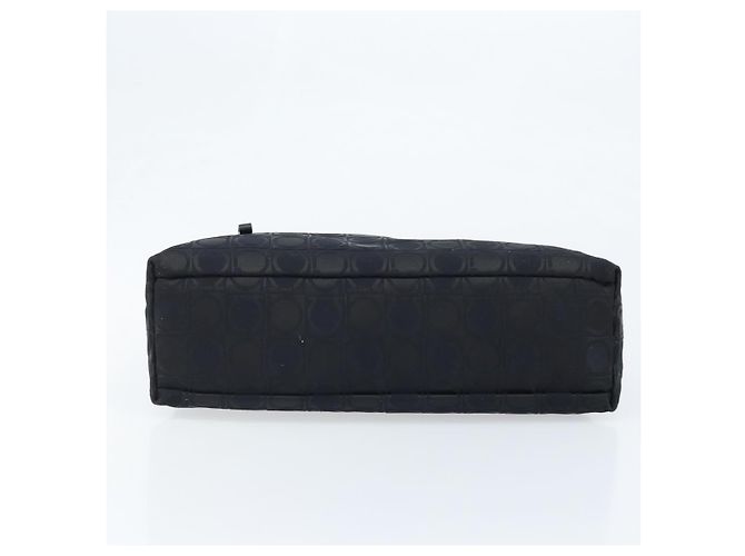 Bolsa Tote Gancini de Nylon Preta e Prata da Salvatore Ferragamo Auth BA11280 Preto - vista 9