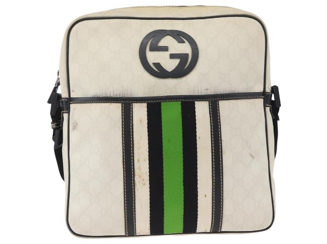 Gucci Borsa a Spalla GG Supreme PVC Bianca 181061 506631 Auth 174543 Bianco - vista 2