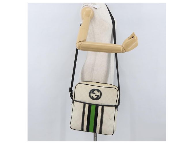 Gucci Borsa a Spalla GG Supreme PVC Bianca 181061 506631 Auth 174543 Bianco - vista 26