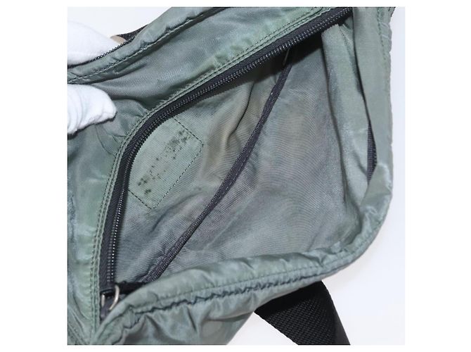 Borsa a corpo PRADA in nylon verde argento Auth ARZ294 - vista 11