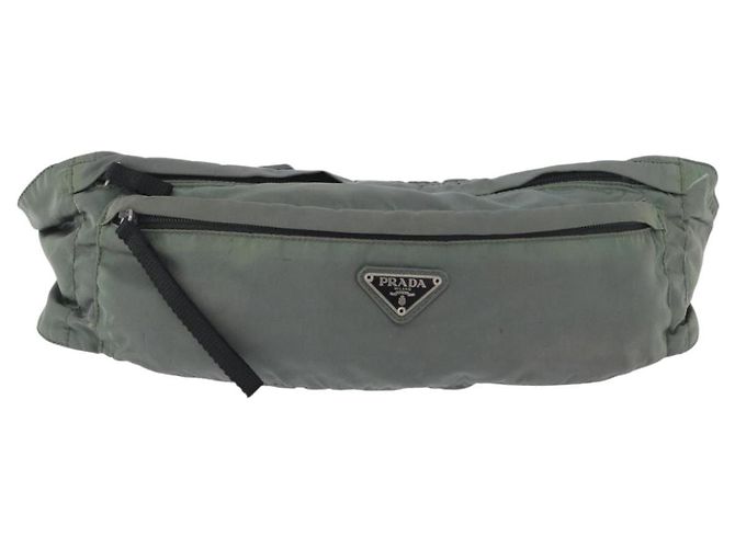 Borsa a corpo PRADA in nylon verde argento Auth ARZ294 - vista 13