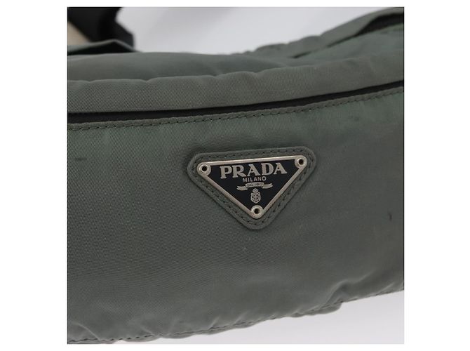 Borsa a corpo PRADA in nylon verde argento Auth ARZ294 - vista 18