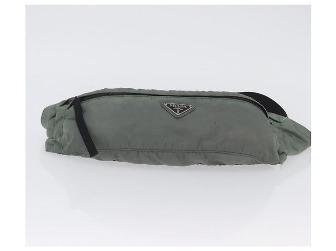 Borsa a corpo PRADA in nylon verde argento Auth ARZ294 - vista 5