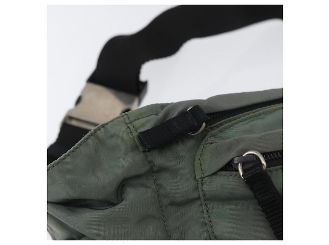 Borsa a corpo PRADA in nylon verde argento Auth ARZ294 - vista 9